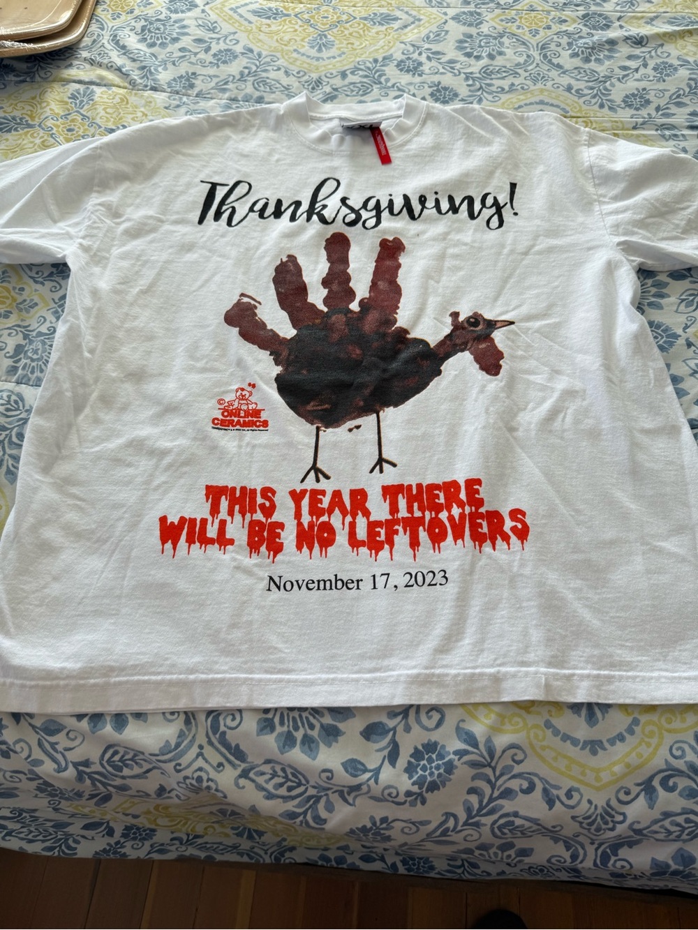Thanksgiving White Short Sleeve Tee - 'This Year There Will Be No Leftovers'